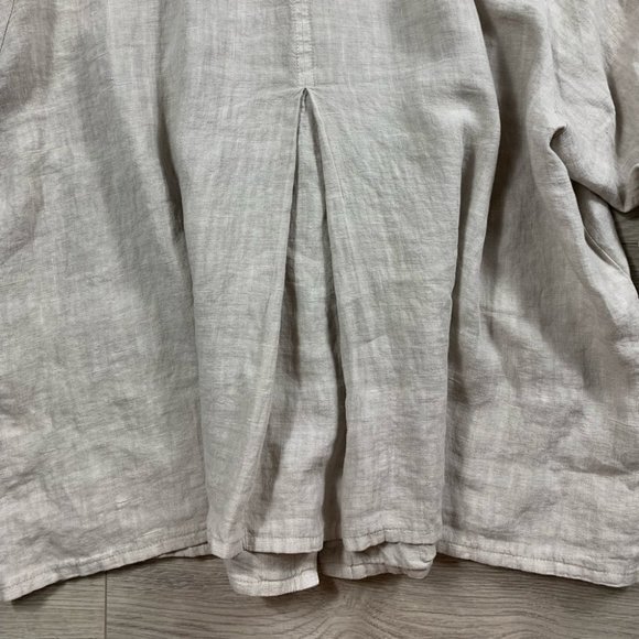 Toni T. 3X Plus 100% Linen Button Front Cream Blouse Lagenlook - Picture 5 of 10